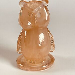 Boyd Glass Vintage Owl Figure 1999 Rosie Pink Art Figurine Paperweight